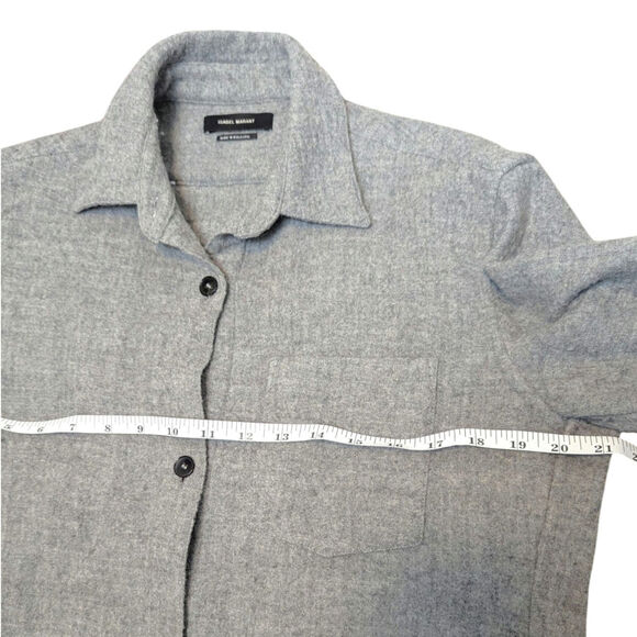 Isabel Marant Gray Wool Shacket Button-Up Shirt Quiet Luxury Designer Size 10 - Picture 6 of 10
